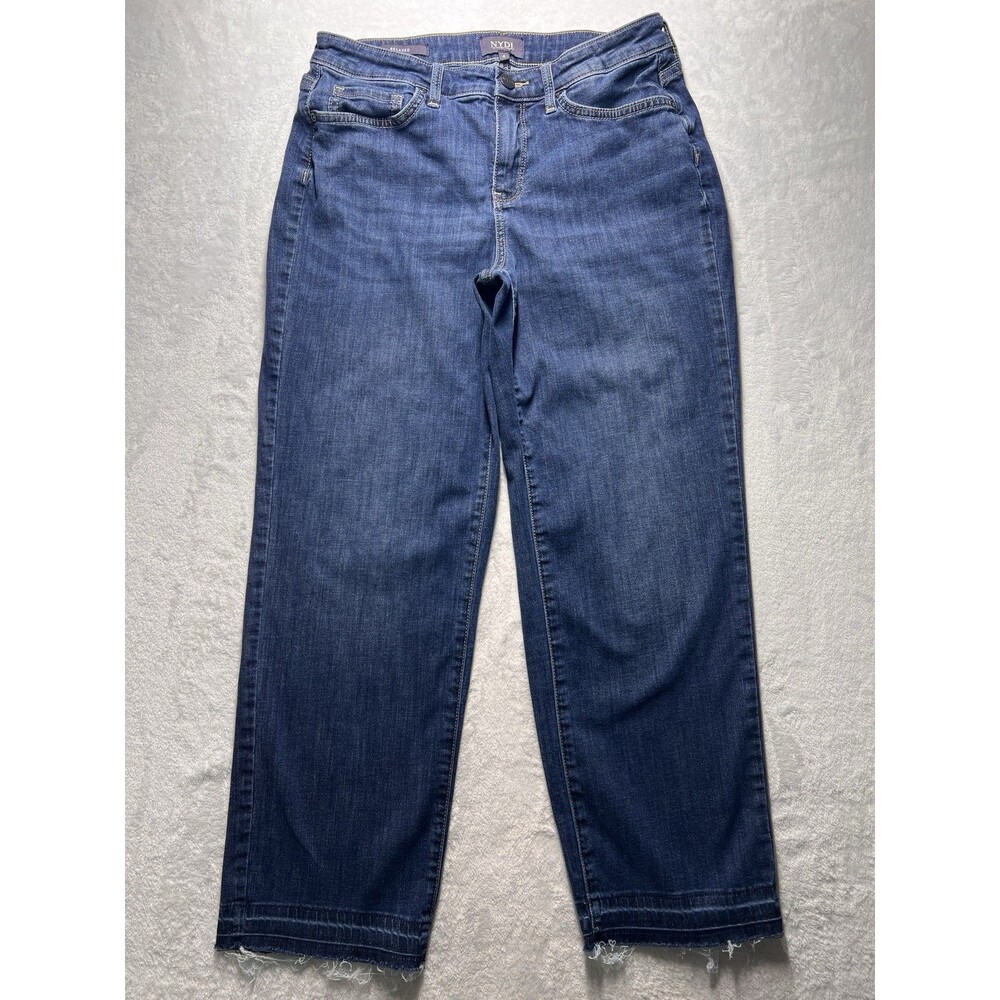 NYDJ Women’s Relaxed Blue Jeans Lift Tuck Technology Size 4 Raw Hem